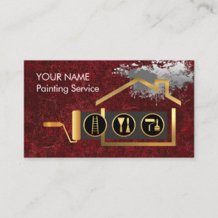Roller Brush Painting Gold Home Paint Splatter Business Card