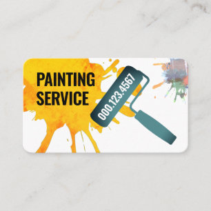 Roller Brush Painting Paint Splatter Business Card
