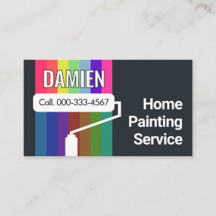 Roller Brush Paints Colourful Colours Business Card