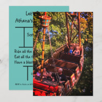 Roller Coaster Amusement Park Birthday Invitation