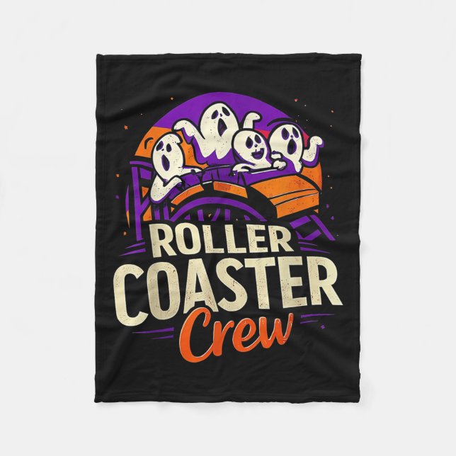 Roller Coaster Boo Crew Funny Halloween Ghost Amus Fleece Blanket (Front)