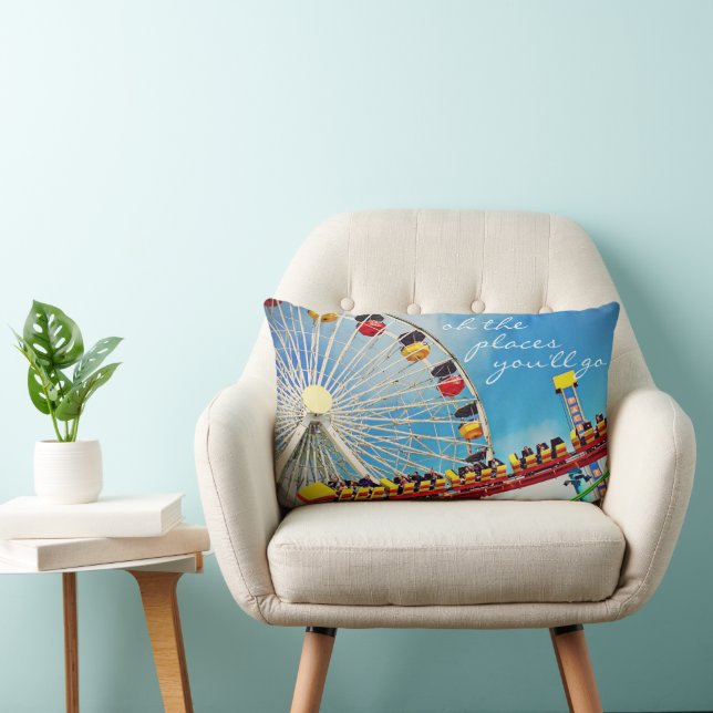 Roller Coaster Ferris Wheel Photo Places You’ll Go Lumbar Cushion (Chair)