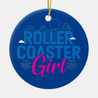 Roller Coaster Girl Amusement Theme Park Ride Ceramic Tree Decoration