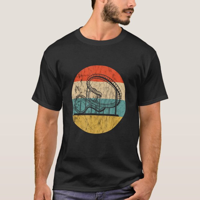 Roller Coaster Loop Extreme Ride Thrillseeker Retr T-Shirt (Front)