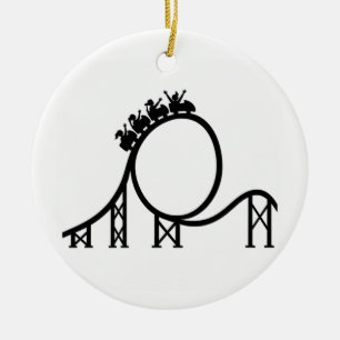 Roller Coaster Lover Black Silhouette Ceramic Tree Decoration