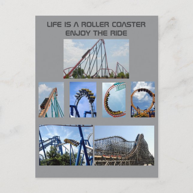 Roller Coaster Ride Poster Holiday Postcard (Front)