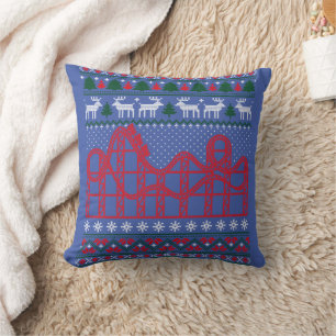 Roller Coaster Scene Ugly Christmas Sweater Cushion