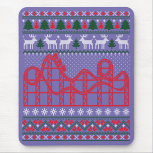 Roller Coaster Scene Ugly Christmas Sweater Mouse Pad