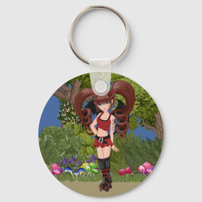 Roller Derby Anime Fairy Skating Key Ring (Front)