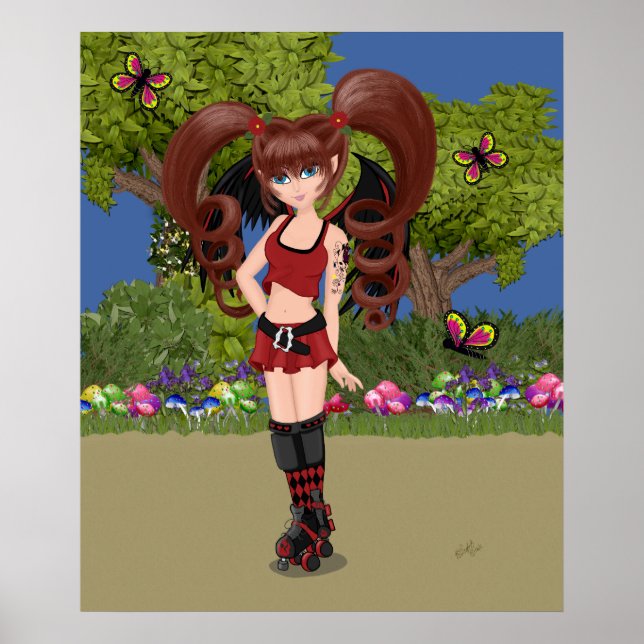 Roller Derby Anime Fairy Skating Poster (Front)