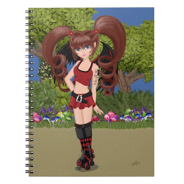 Roller Derby Anime Fairy Skating Spiral Notebook (Front)