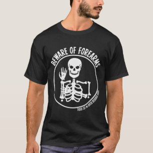 Roller Derby Beware of Forearms Halloween Skeleton T-Shirt