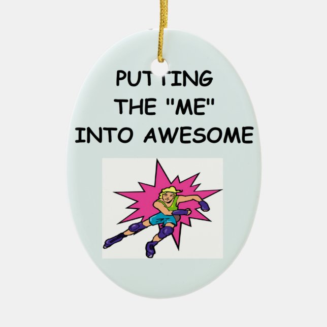 roller derby ceramic tree decoration (Front)