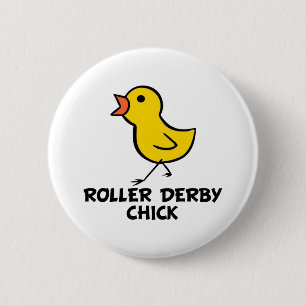 Roller Derby Chick Button
