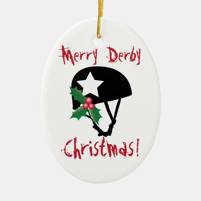 Roller Derby Christmas, Roller Skating Ceramic Tree Decoration (Front)
