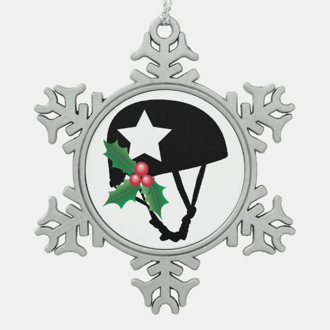 Roller Derby Christmas, Roller Skating Snowflake Pewter Christmas Ornament (Front)