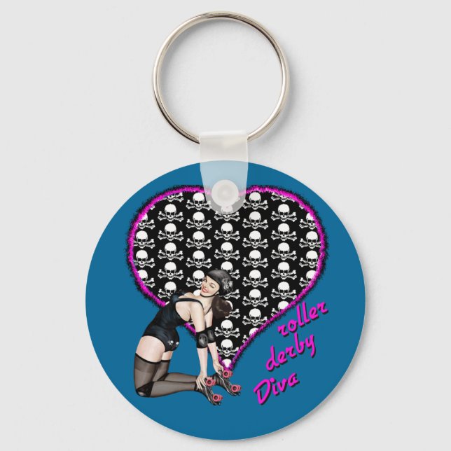 roller derby Diva Key Ring (Front)