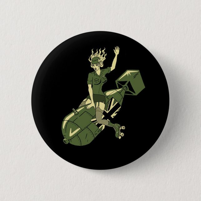 Roller Derby Girl 6 Cm Round Badge (Front)