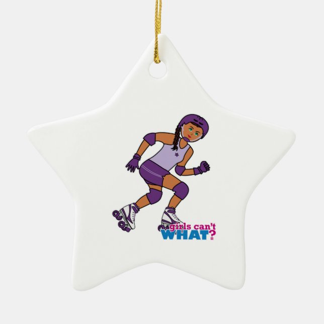 Roller Derby Girl Ceramic Tree Decoration (Front)