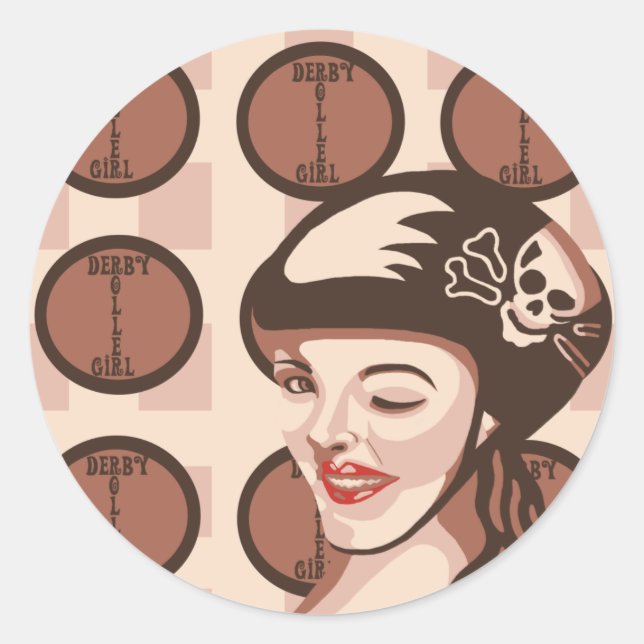 roller derby girl classic round sticker (Front)