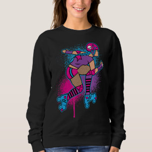 Roller Derby Girl Roller Skater With Spray Paint D Sweatshirt