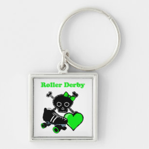 Roller Derby Heart (Green) Key Ring