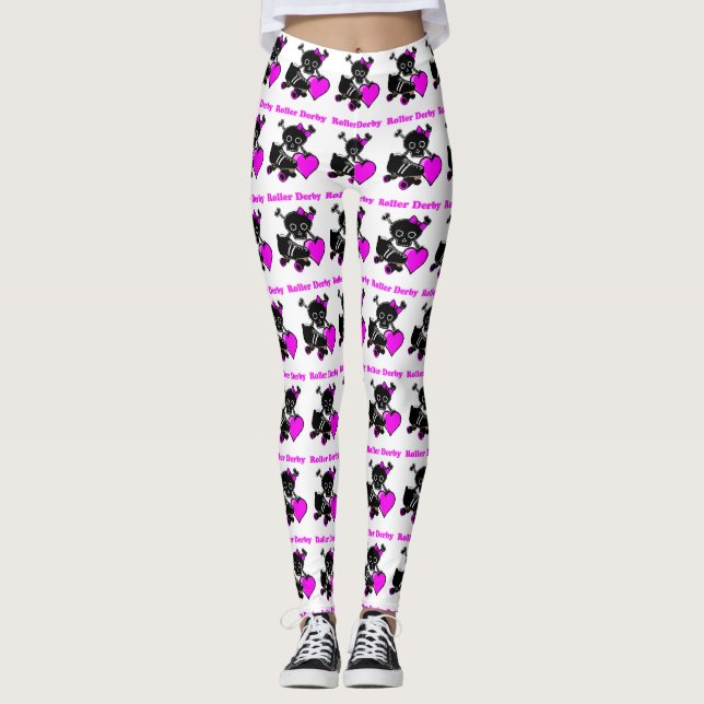 Roller Derby Heart (Pink) Leggings (Front)