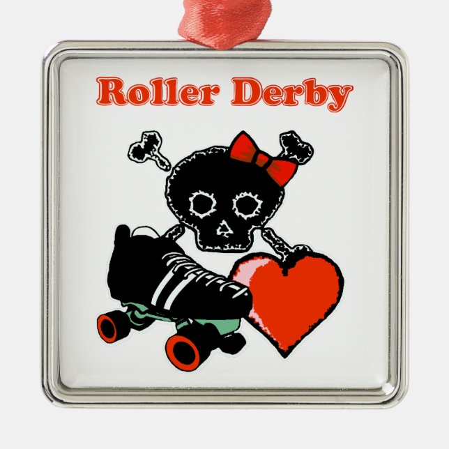 Roller Derby Heart (Red) Metal Tree Decoration (Front)