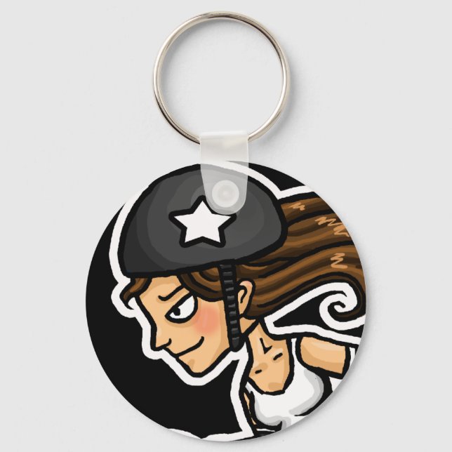 Roller Derby Jammer black and white Key Ring (Front)