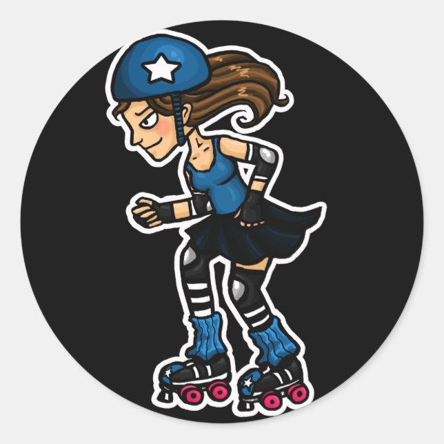 Roller Derby Jammer Classic Round Sticker (Front)