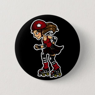 Roller Derby Jammer red 6 Cm Round Badge