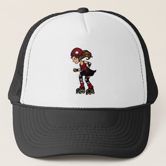 Roller Derby Jammer red Trucker Hat (Front)