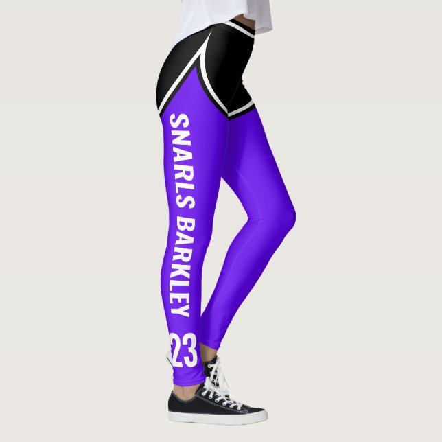 Roller Derby Logo Purple Black Team Name Uniform Leggings (Right)