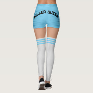 Roller Derby Lt Blue Ruched Shorts and Knee Socks Leggings