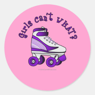 Roller Derby Skate - Purple Classic Round Sticker