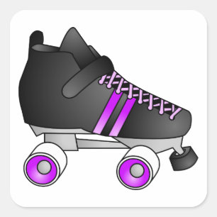 Roller Derby Skates Black and Purple Square Sticker