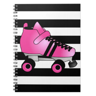 Roller Derby Skates Pink and Black Spiral Notebook