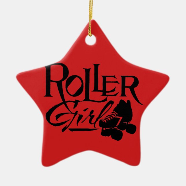 Roller Girl, Roller Derby Ceramic Tree Decoration (Front)