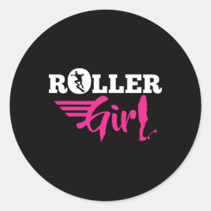 Roller Girl Roller Skateboarder Skater Skateboardi Classic Round Sticker