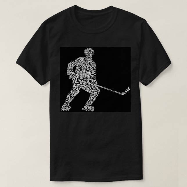 Roller Hockey Player Word Art, Inline Hockey Typog T-Shirt (Design Front)