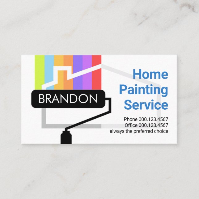 Roller Paint Brush Painting Colours Business Card (Front)