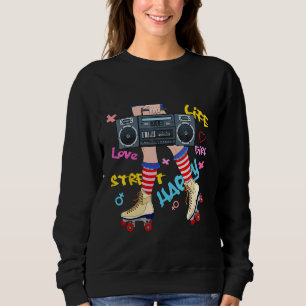 Roller Skate 90s Disco Skating Girl Women Sweatshirt