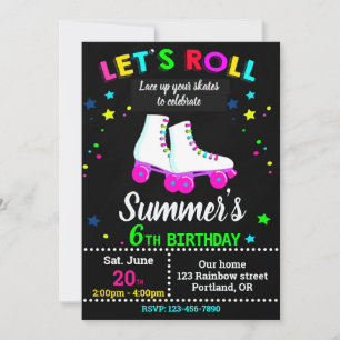 Roller skate birthday invitation - Skating party