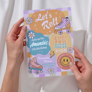 Roller Skate Birthday Party - Retro Groovy Invitation