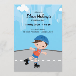 Roller Skate boy Invitation