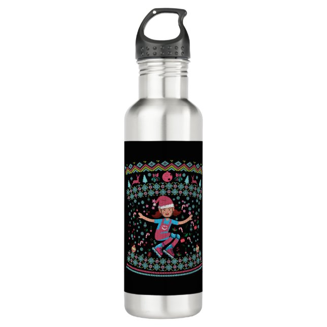 Roller Skate Christmas Girl 710 Ml Water Bottle (Front)