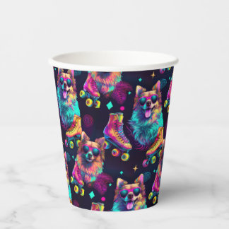 Roller Skate Disco Dog Paper Cups