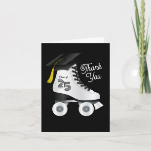 Roller Skate Graduation Party Skating Rink Black Invitation