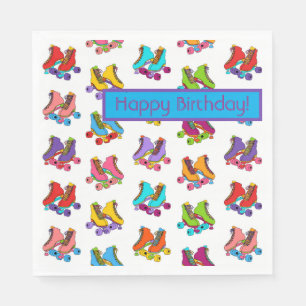 Roller Skate Party Colorful Customizable Birthday Napkin