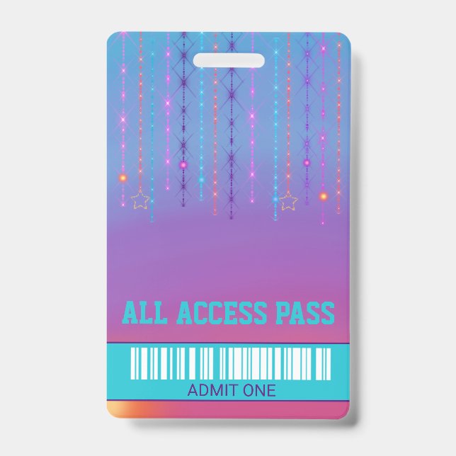 Roller SKate party, VIP Pass ,Invitation, Glitter ID Badge (Front)